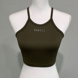 NOBULL Olive Green Ribbed Cropped Tank Top